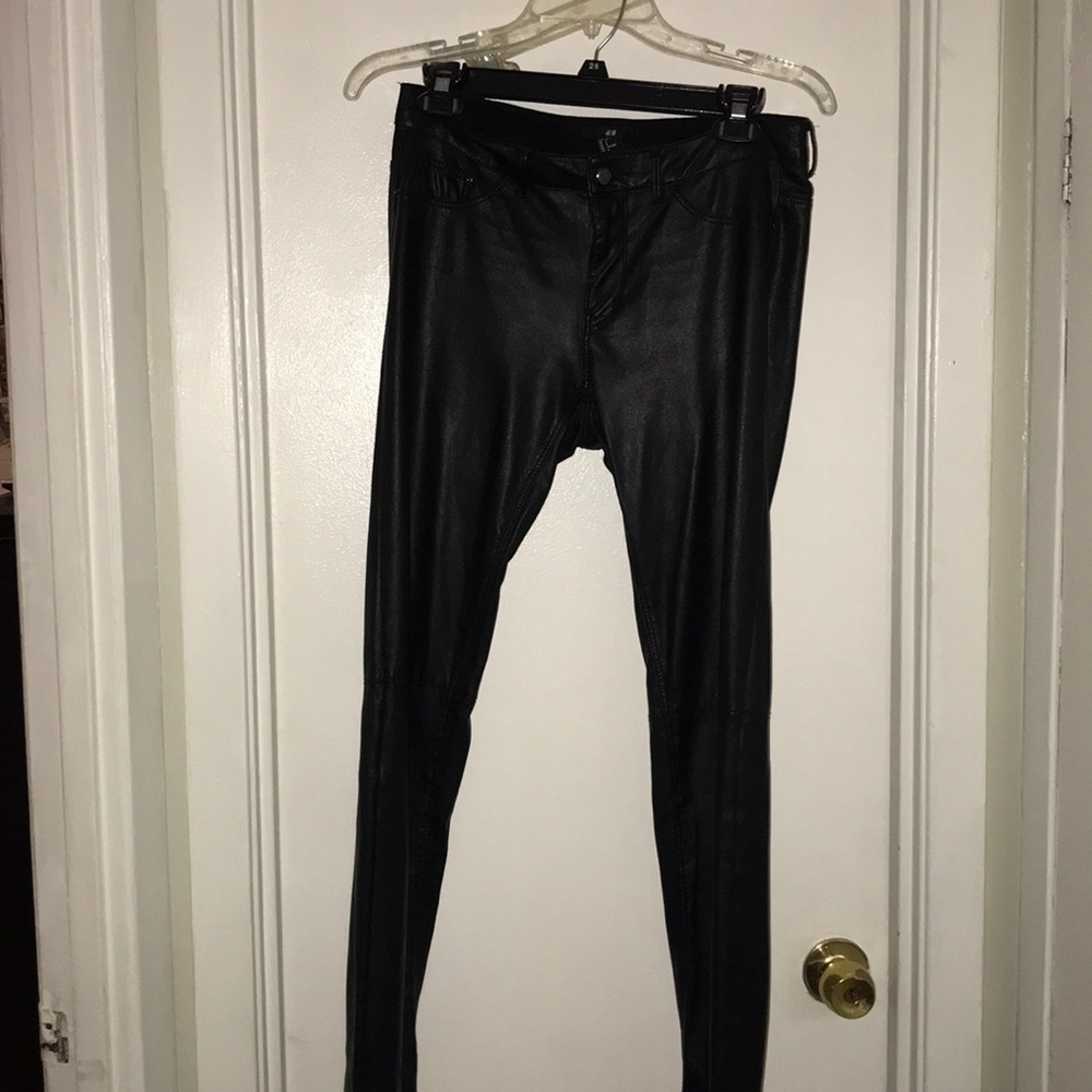 Black Faux Leather Pants H&M